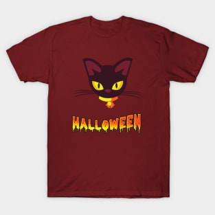 HALLOWEEN BLACK SCARY CAT T-Shirt